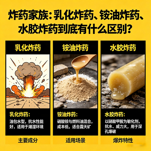贵南炸药家族：乳化炸药、铵油炸药、水胶炸药到底有什么区别？